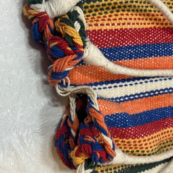 Southwestern Style Striped Woven Cotton Hobo Shoulder Bag Tote - Picture 6 of 9